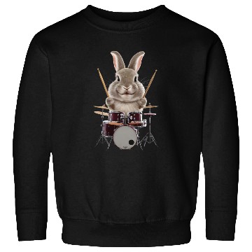 Discover Rabbit Playing Drums Realistic Sweatshirts