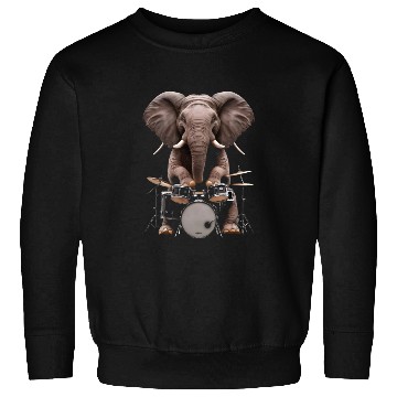 Discover Elephant Playing Drums Realistic Sweatshirts