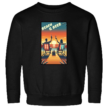 Discover Relaxing Beach & Beer Sunset Design for Summer Fun Sweatshirts