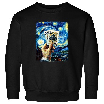 Discover Blackjack Gambling Cards Starry Night Painting Sweatshirts