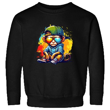 Discover Cool Hip Hop Monkey with Sunglasses Graffiti Style Sweatshirts