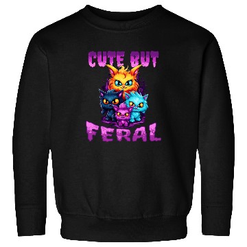 Discover Cute but Feral! Wild Cat Party Concert Cat Lovers Sweatshirts