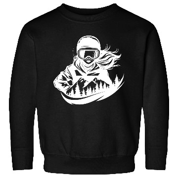 Discover Snowboarding Girl Sketch Sweatshirts