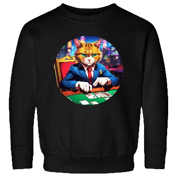 Discover The Gambler Cat's Blackjack Night Sweatshirts