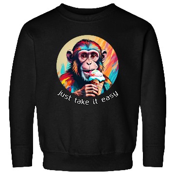 Discover Monkey eating ice cream with a big smile Sweatshirts