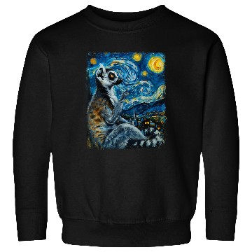 Discover Lemur Ring Tailed Starry Night Painting Sweatshirts