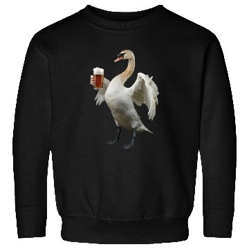 Discover Swan Drinking Beer Realistic Sweatshirts