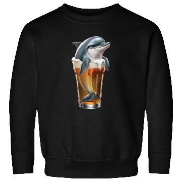 Discover Dolphin Drinking Beer Realistic Sweatshirts