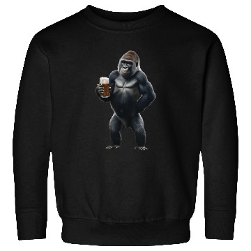 Discover Gorilla Drinking Beer Realistic Sweatshirts