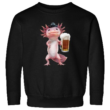 Discover Axolotl Drinking Beer Realistic Sweatshirts