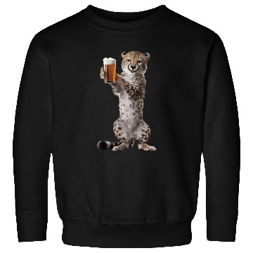Discover Cheetah Drinking Beer Realistic Sweatshirts