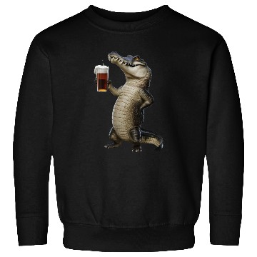 Discover Crocodile Drinking Beer Realistic Sweatshirts