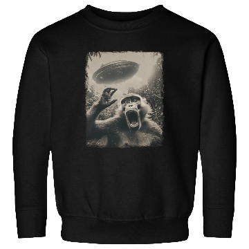 Discover Baboon Monkey UFO Alien Extraterrestrial Selfie Sweatshirts