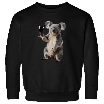 Discover Koala Drinking Wine Realistic Sweatshirts