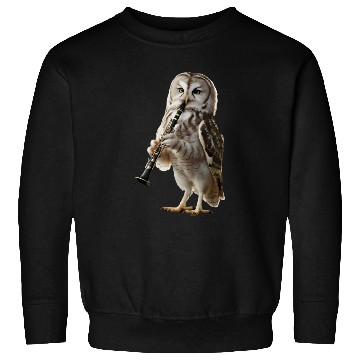 Discover Owl Playing Clarinet Realistic Sweatshirts
