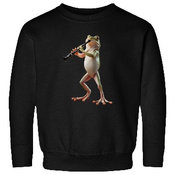 Discover Frog Playing Clarinet Realistic Sweatshirts