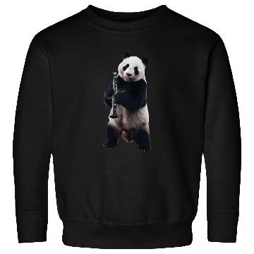 Discover Panda Playing Clarinet Realistic Sweatshirts