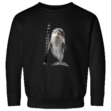 Discover Dolphin Playing Clarinet Realistic Sweatshirts