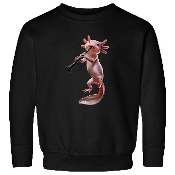 Discover Axolotl Playing Clarinet Realistic Sweatshirts