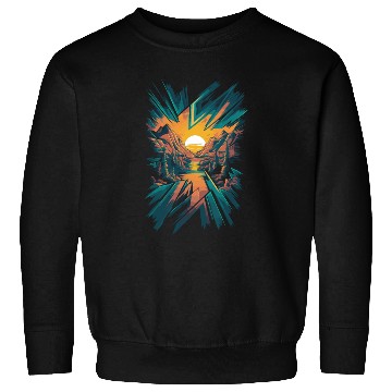 Discover Abstract Geometric Mountain Sunset Landscape Sweatshirts