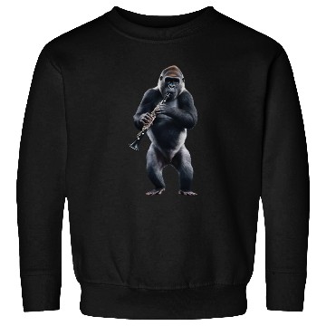 Discover Gorilla Playing Clarinet Realistic Sweatshirts