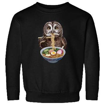 Discover Owl Eating Ramen Realistic Sweatshirts