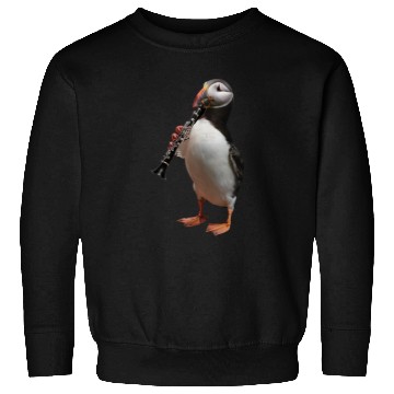 Discover Atlantic Puffin Playing Clarinet Realistic Sweatshirts