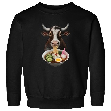 Discover Ox Eating Ramen Realistic Sweatshirts