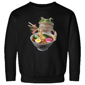 Discover Frog Eating Ramen Realistic Sweatshirts