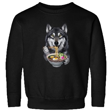 Discover Wolf Eating Ramen Realistic Sweatshirts