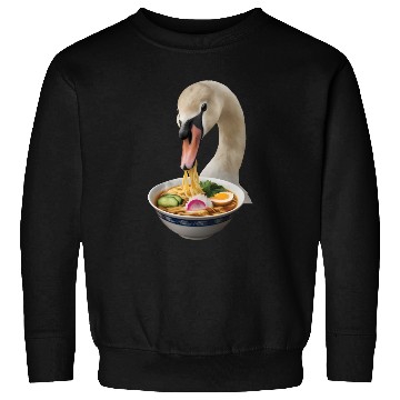Discover Swan Eating Ramen Realistic Sweatshirts