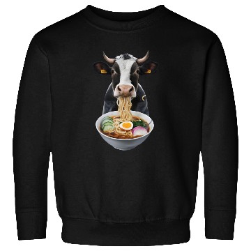 Discover Cow Eating Ramen Realistic Sweatshirts