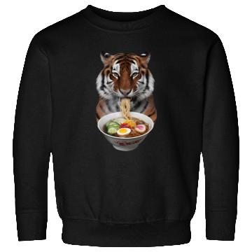 Discover Tiger Eating Ramen Realistic Sweatshirts