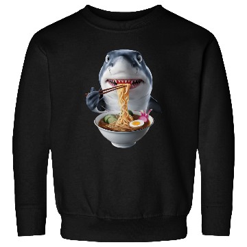 Discover Shark Eating Ramen Realistic Sweatshirts