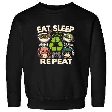 Discover Cute Anime Eat Sleep Anime Repeat Manga Sweatshirts