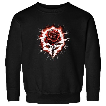 Discover Red Rose With Lightning Round İt Sweatshirts