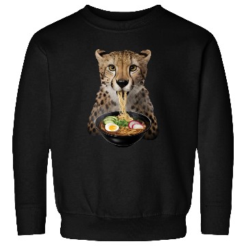 Discover Cheetah Eating Ramen Realistic Sweatshirts