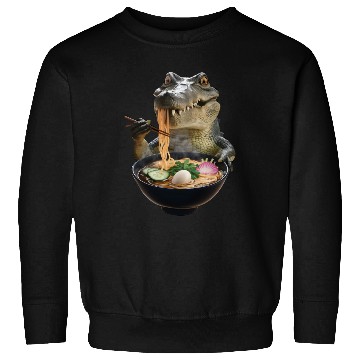 Discover Crocodile Eating Ramen Realistic Sweatshirts