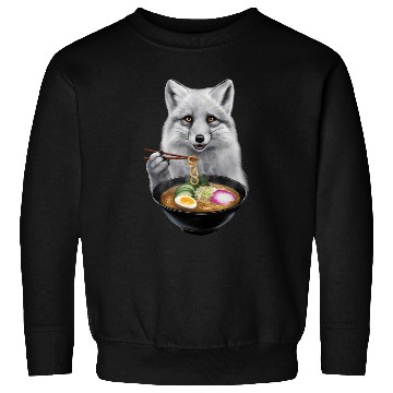 Discover Arctic Fox Eating Ramen Realistic Sweatshirts