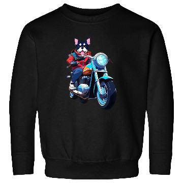 Discover Motorcycle Dog Riding Through The Streets Sweatshirts