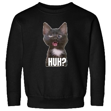 Discover Funny Cross Eyed Cat Meme Huh Funny Cat Sweatshirts