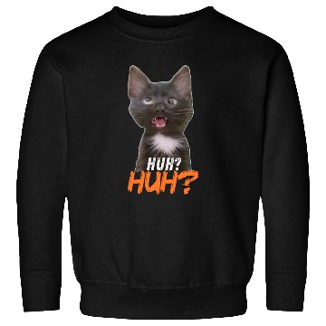 Discover Funny Cross Eyed Cat Meme Huh Funny Cat Sweatshirts