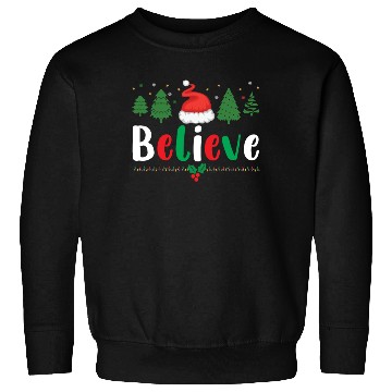 Discover Merry Christmas Believe Santa Claus Hat Xmas Tree Sweatshirts