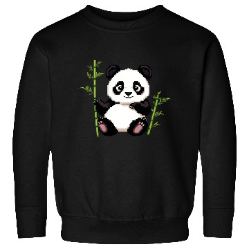 Discover A pixel art of a panda with a bamboo leaf Sweatshirts