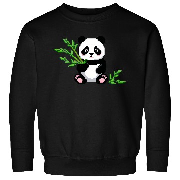 Discover A pixel art of a panda with a bamboo leaf Sweatshirts