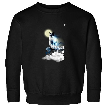 Discover Street cat under the moon Sweatshirts