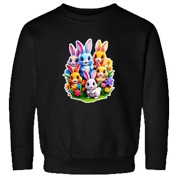 Discover Colorful Spring Celebration with Cute Bunnies Sweatshirts