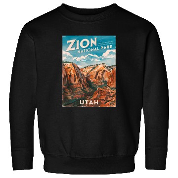 Discover Vintage Travel Zion National Park Utah Landscape Sweatshirts