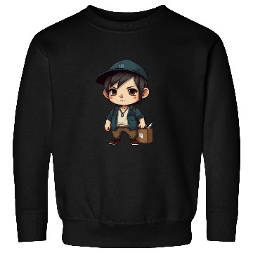 Discover Chibi Boy with a Serious Expression Sweatshirts