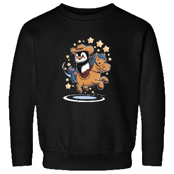 Discover Adorable Penguin Cowboy Riding a Magical Pony Sweatshirts